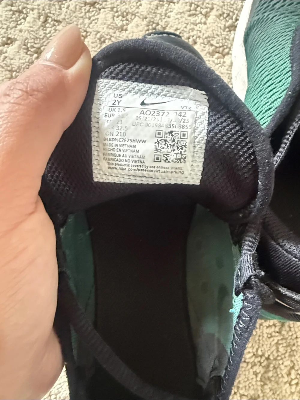 Nike Kids Black and Dark Green Air Max 270 Sneakers with Blue Accents